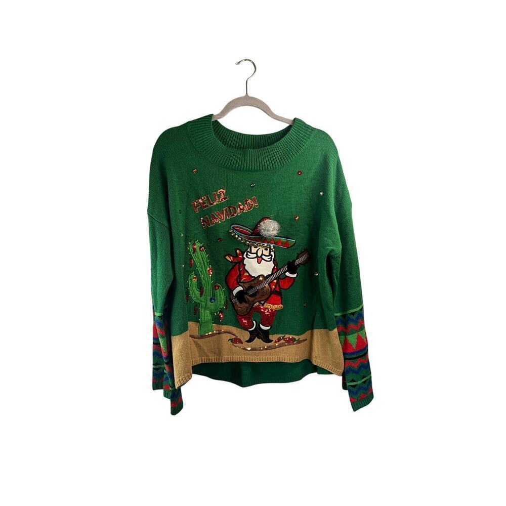 Holiday Time Womens Green Ugly Sweater Size Large